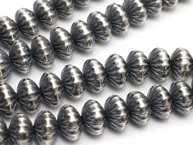 925銀 納瓦霍珍珠線刻圓珠 8x8x5.2mm 1顆