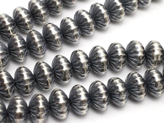 Silver925 Navajo Pearl Line Carved Rondelle 8x8x5.2mm 1pc