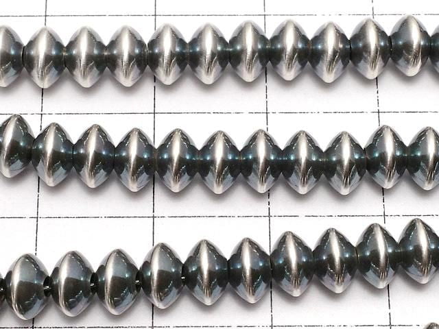 銀 925 納瓦霍珍珠算盤珠 (扁珠) 5.7x5.7x3.5公釐 3顆