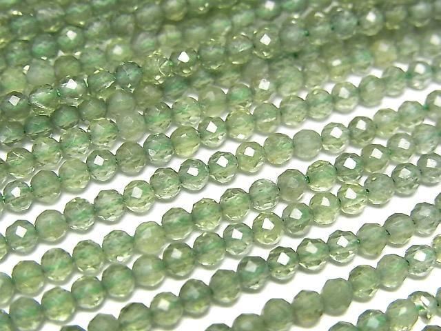 高品質!綠磷灰石 AA++ 切面圓珠 3mm 一串 (約15英吋/36公分)