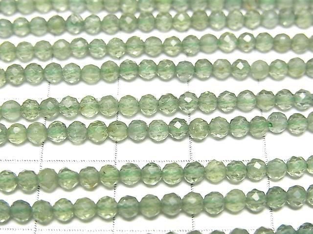 高品質!綠磷灰石 AA++ 切面圓珠 3mm 一串 (約15英吋/36公分)