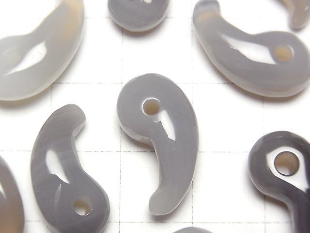 灰色縞瑪瑙AA+逗號形珠 20x10mm 3顆