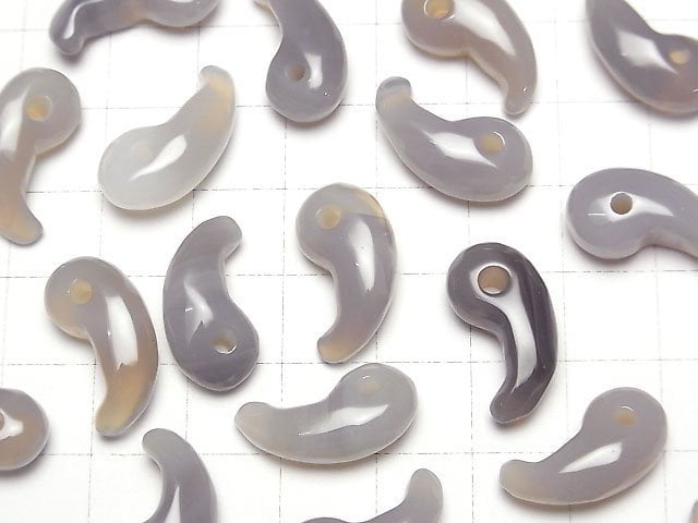Grauer Onyx AA+ Komma-förmige Perle 20x10mm 3 Stück