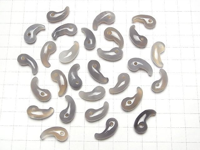 Grauer Onyx AA+ Komma-förmige Perle 20x10mm 3 Stück