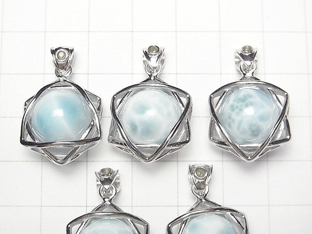 Larimar Pektolith AA++ 13mm Ball Sternform Moldavit Anhänger Silber925 1 Stück