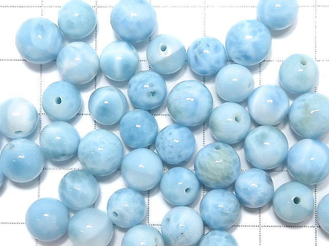 Larimar Pektolith AAA- Runde 7-8mm 5 Stück