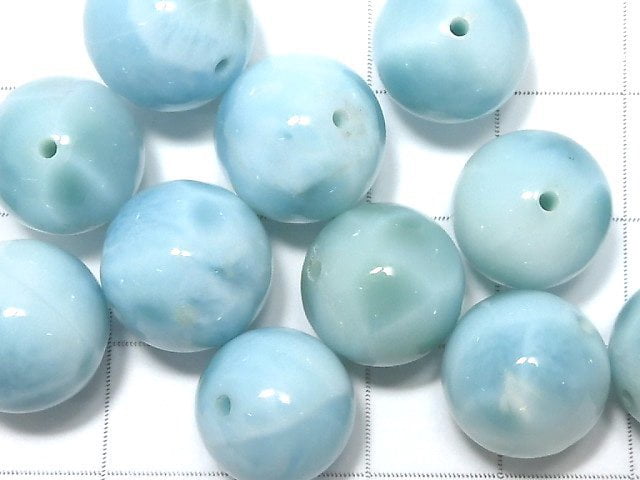 海紋石(Larimar Pectolite)AAA級-圓珠 12-13毫米 2顆