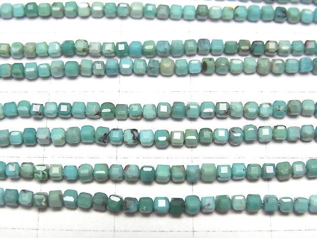 高品質!綠松石 AA++ 方塊形 2x2x2mm 半串或 1 串珠子 (約 15 英寸/37 公分)
