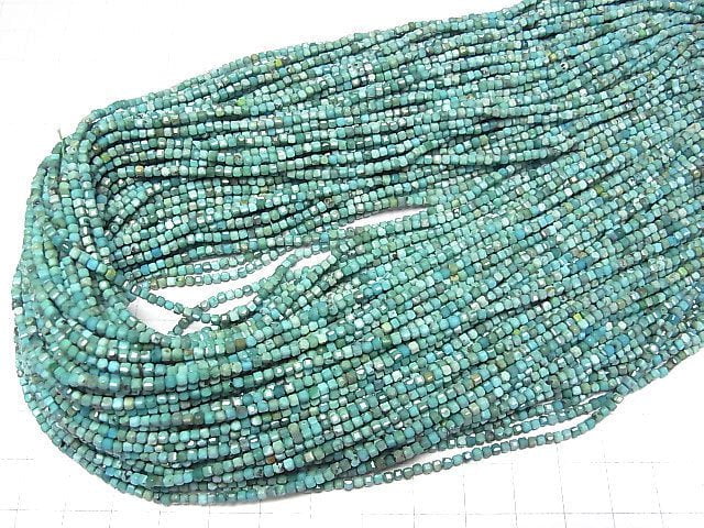 Hochwertig! Türkis AA++ Würfelform 2x2x2mm halbe oder 1 Strang Perlen (ca. 15 Zoll/37 cm)