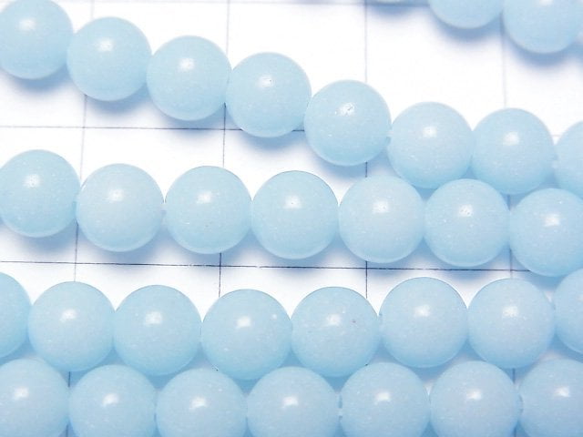 淺藍色夜光珠圓形 6mm 1串珠子 (約15英吋/37公分)