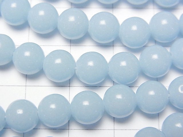 淺藍夜光石圓珠 7.5mm 一串(約14英吋/34公分長)