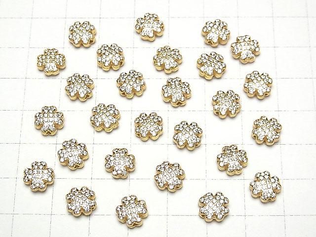 Silver 925 Clover Motif (with CZ) 8x8x4mm 18KGP 1pc