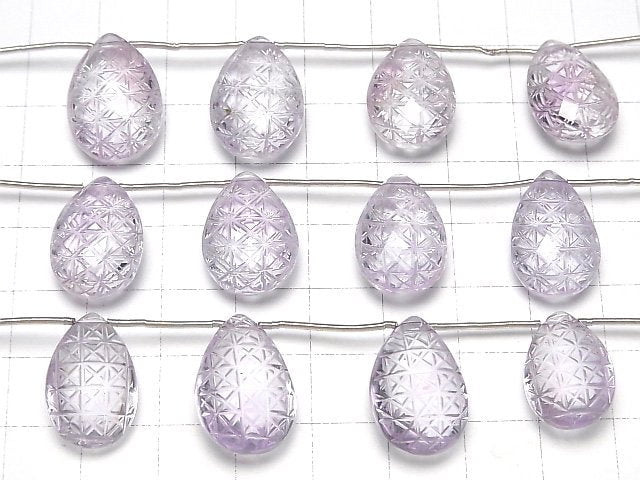 Hochwertiger Amethyst AAA geschnitzte Tropfenform 1Strang Perlen (5Stück)