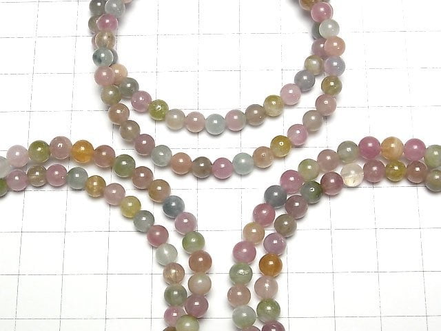 Multicolor-Turmalin AA++ Rund 5mm Armband