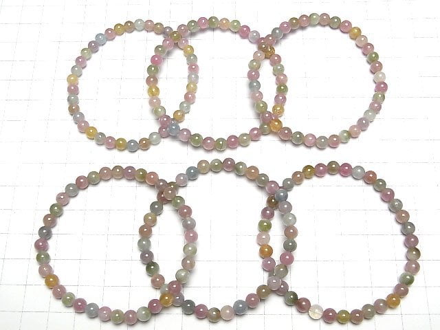 Multicolor-Turmalin AA++ Rund 5mm Armband
