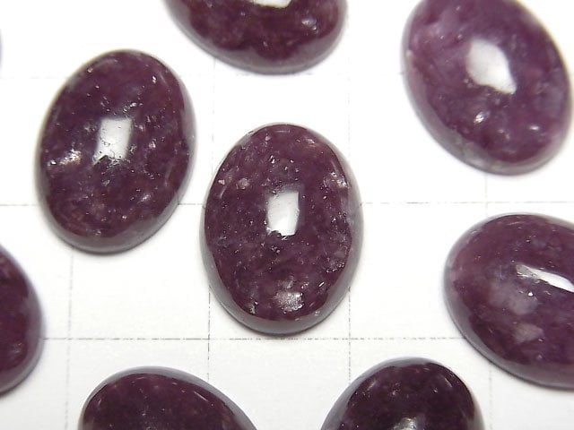 紫鋰雲母 AAA 橢圓蛋面 16x12mm 1顆