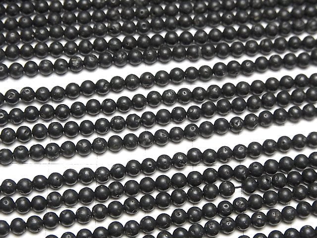 Schwarze Lava Kleine Runde 3mm 1Strang Perlen (ca. 15 Zoll/36 cm)