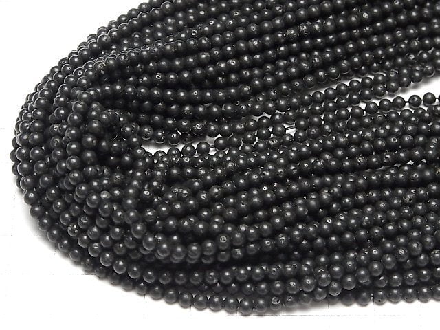 Schwarze Lava Kleine Runde 3mm 1Strang Perlen (ca. 15 Zoll/36 cm)