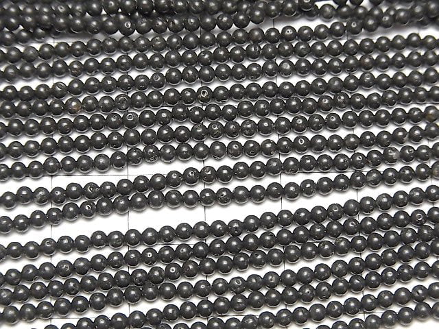 Schwarze Lava Runde 2mm 1Strang Perlen (ca. 15 Zoll/37 cm)