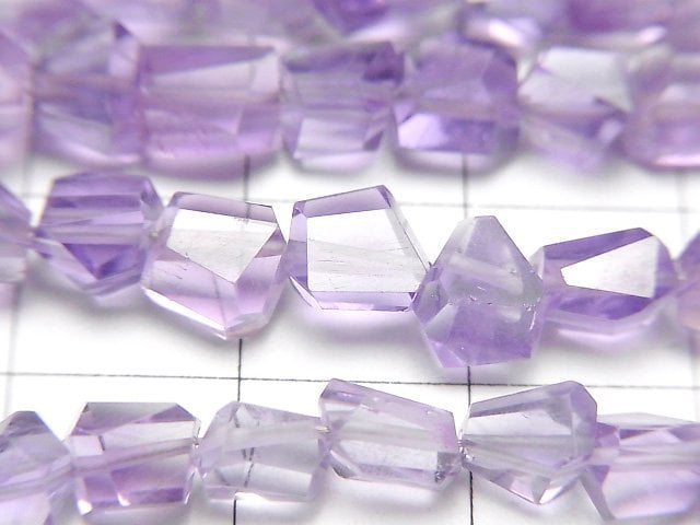 高品質紫水晶 AAA-刻面塊狀半串或 1 串珠子 (約 7 英寸/18 公分)