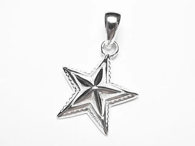 Silver 925 Star Pendant 22x18mm No Coating 1pc