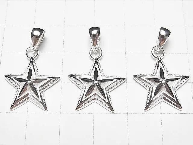 Silver 925 Star Pendant 22x18mm No Coating 1pc