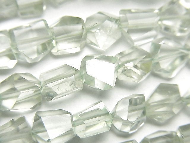 高品質綠紫水晶 AAA - 刻面塊狀半串或一串珠子(約7英吋/18公分)