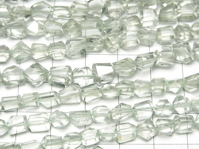Hochwertige grüne Amethyst AAA- facettierte Nugget-Halb- oder 1-Strang-Perlen (ca. 7 Zoll/18 cm)