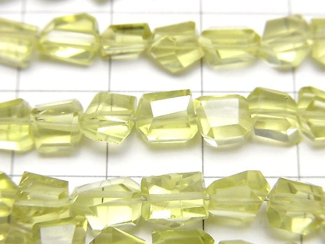 High Quality Lemon Quartz AAA- Faceted Nugget half or 1strand beads (aprx.7inch/18cm)