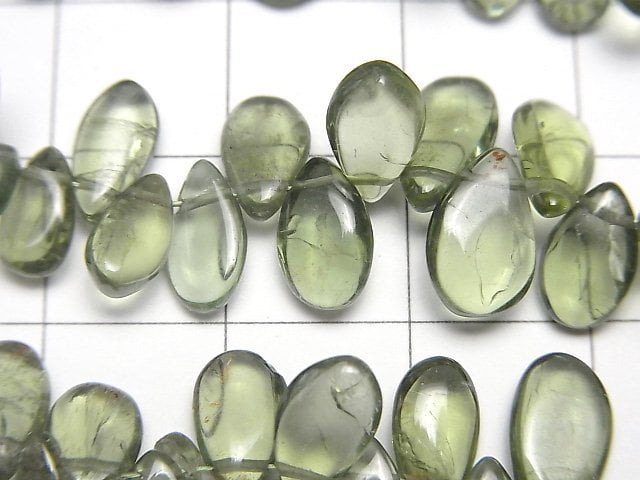 高品質綠磷灰石AA++梨形(平滑)半串或1串珠子(約6英吋/16公分)