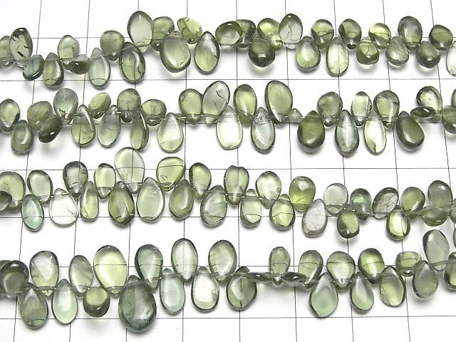 Hochwertiger grüner Apatit AA++ Birnenform (glatt) Halb- oder 1-Strang-Perlen (ca. 6 Zoll/16 cm)
