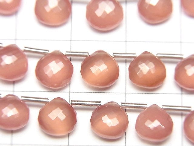 MicroCut 高品質菱錳礦 AAA 栗子刻面水滴半串或 1 串 (8顆)