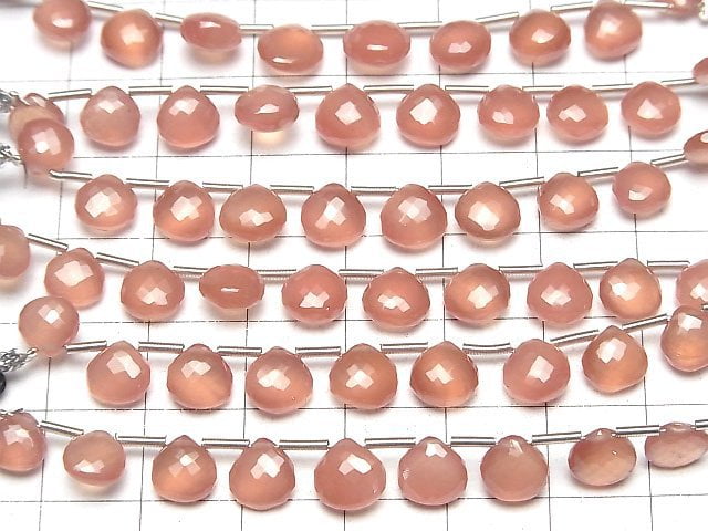 MicroCut Hochwertiger Rhodochrosit AAA Kastanie facettierte Briolette Halb- oder 1-Strang-Perlen (8 Stück)