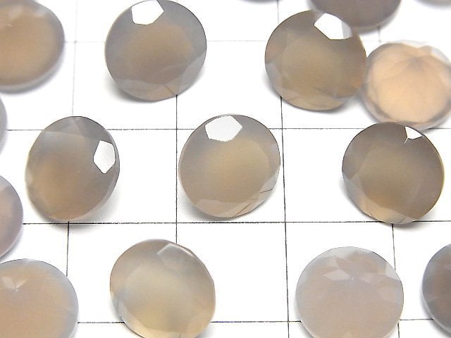 優質灰色縞瑪瑙 AAA 散珠 圓刻面 10x10mm 2顆
