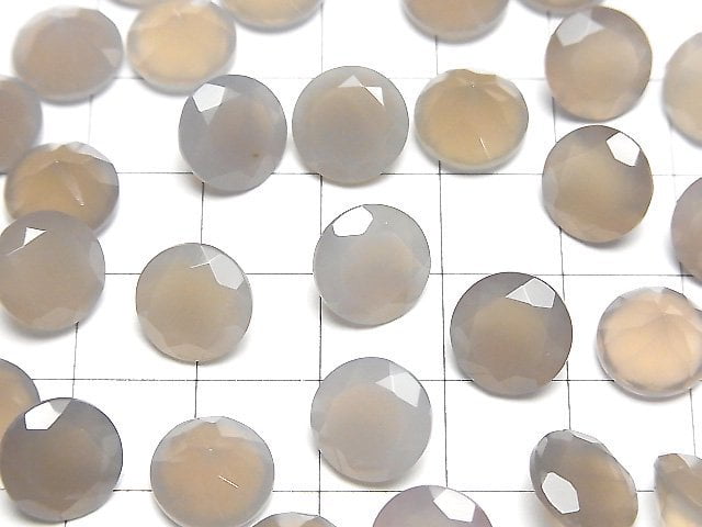 Hochwertiger grauer Onyx AAA lose Stein rund facettiert 10x10mm 2 Stück
