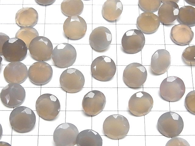 Hochwertiger grauer Onyx AAA lose Stein rund facettiert 10x10mm 2 Stück