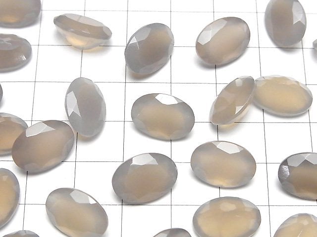 Hochwertiger grauer Onyx AAA lose Stein oval facettiert 14x10mm 2 Stück