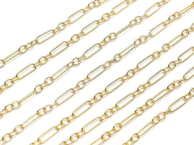 14KGF Figaro (Long and Short) Chain, 5x1.5mm, 10cm