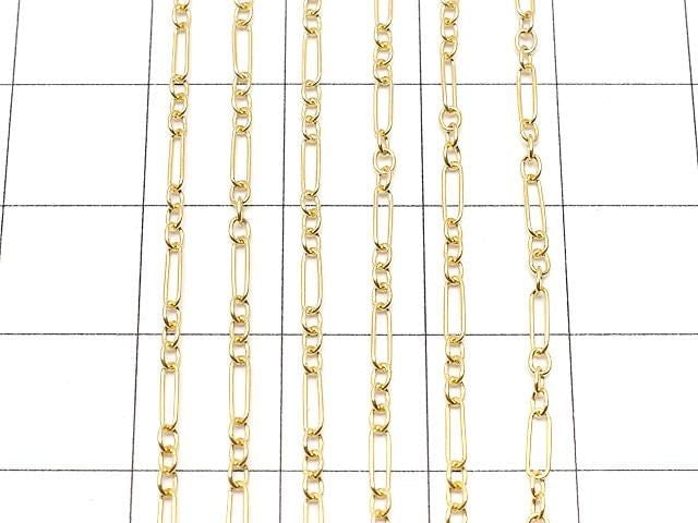 14KGF Figaro (Long and Short) Chain, 5x1.5mm, 10cm