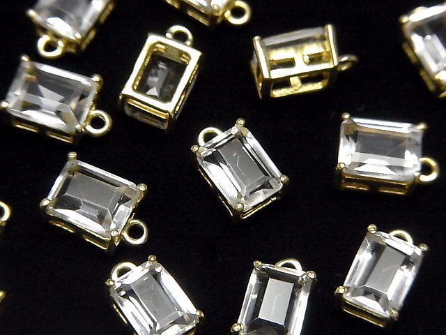 Hochwertige Kristall AAA Zargenfassung Rechteckig Facettiert 8x6mm 18KGP 2 Stück