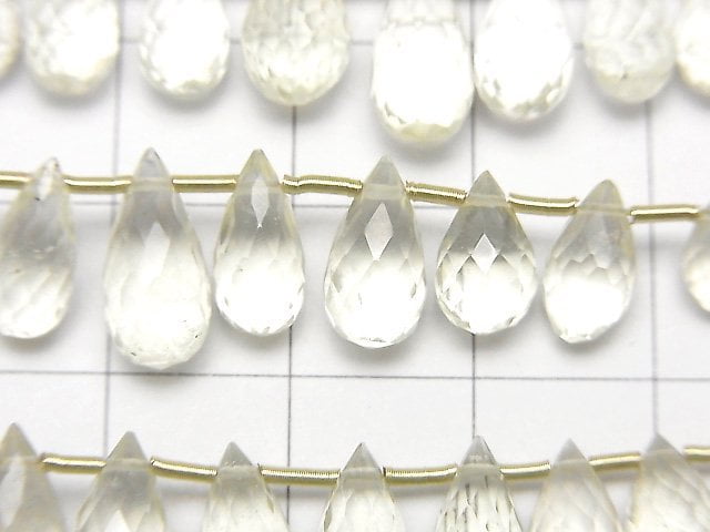 高品質利比亞沙漠玻璃 AAA 墜形刻面水滴形半串或 1 串珠子 (約 6 英吋/16 公分)