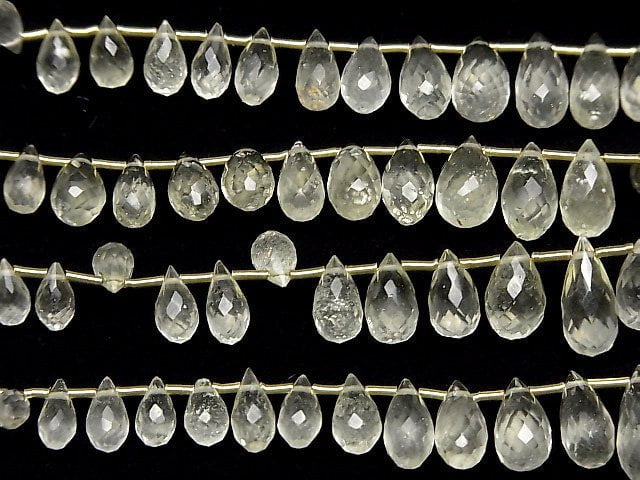 Hochwertiges Libysches Wüstenglas AAA Tropfen Facettiert Briolette halb oder 1 Strang Perlen (ca. 6 Zoll/16 cm)