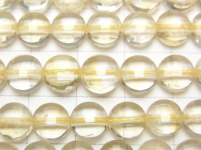 高品質!淺色刻面黃水晶 AA+ 錢幣珠 8x8x4.5mm 半串或 1 串(約 15 英寸/36 公分)