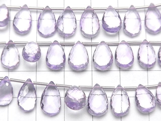 MicroCut Hochwertige rosa Amethyst AAA Birnenform facettierte Briolette 1strang Perlen (8 Stück)