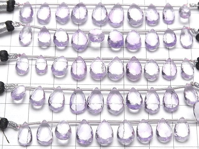 MicroCut Hochwertige rosa Amethyst AAA Birnenform facettierte Briolette 1strang Perlen (8 Stück)