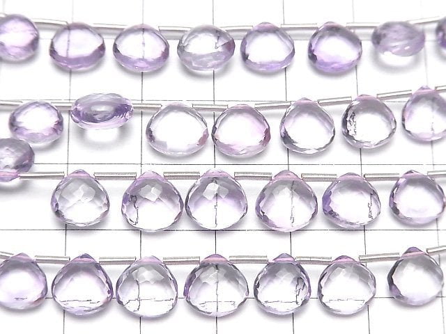 MicroCut Hochwertige rosa Amethyst AAA Chestnut facettierte Briolette 1strang Perlen (8 Stück)
