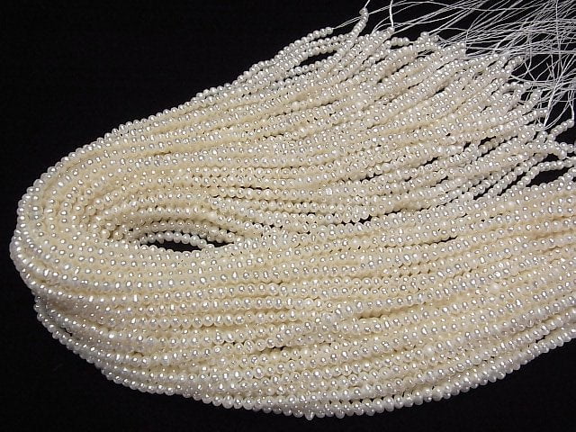 Süßwasserperle AAA- Kartoffel 3,5mm Weiß 1 Strang Perlen (ca. 14 Zoll/35 cm)