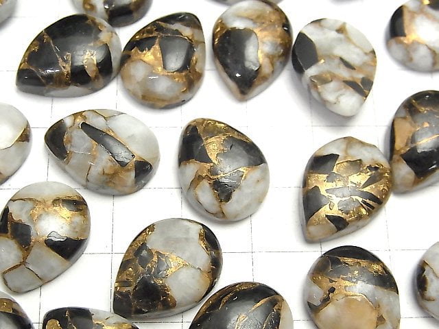 Kupferkalzit Obsidian AAA Birnenform Cabochon 18x13mm 2Stücke