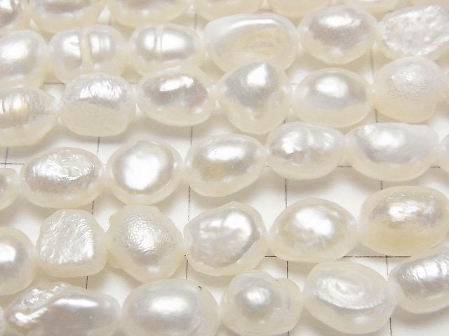 淡水珍珠 AA 巴洛克 8-9mm 白色 1串珠子 (約14英寸/34公分)