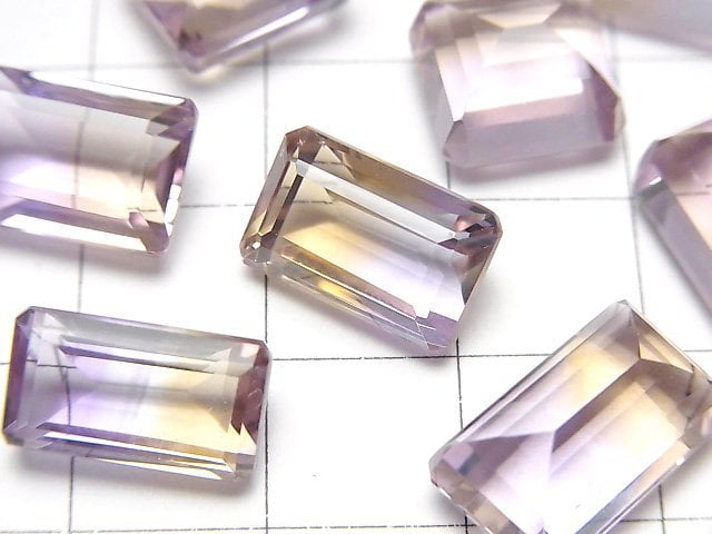 高品質紫黃晶 AAA 裸石 矩形刻面 尺寸混搭 2顆